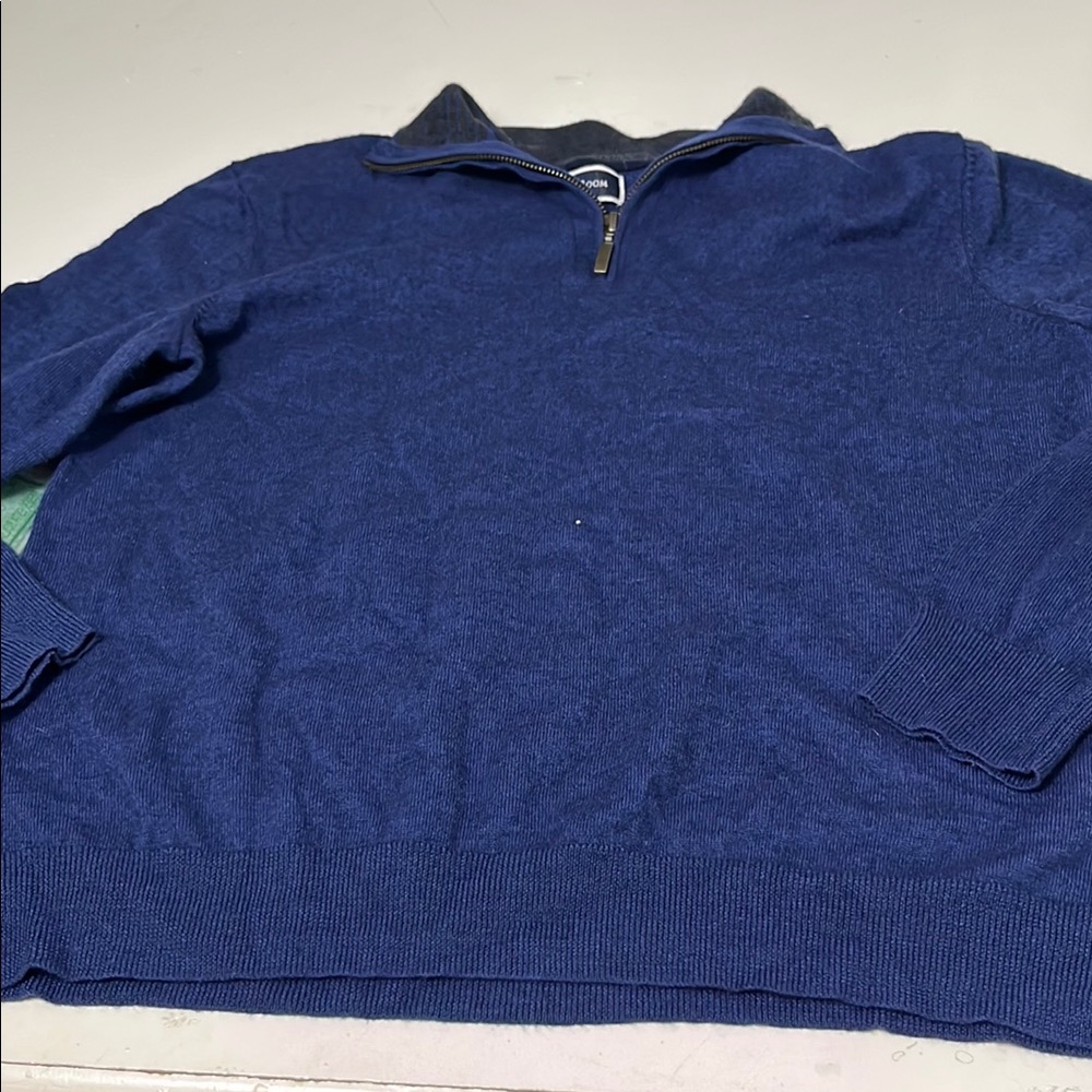 Club Room Large Blue Quarter-Zip Sweater Pull Over Top